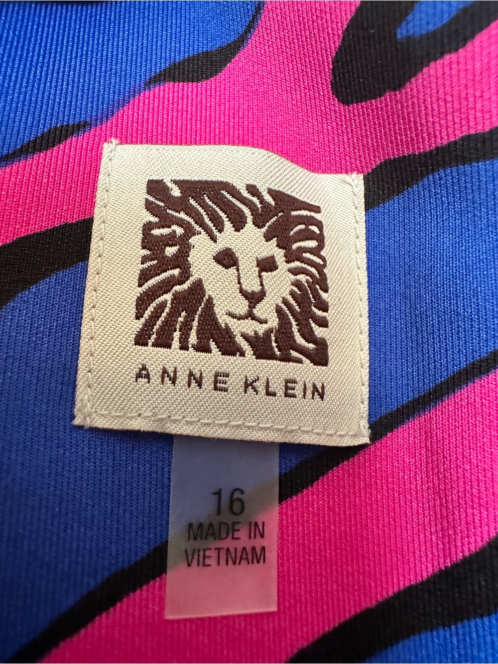 Anne Klein Blue & Hot Pink Zebra-Print Midi Dress - Picture 3 of 3